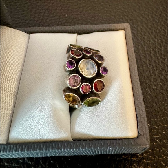 Nicky Butler Multi-Stone Sterling Silver Ring. Size 6. - Picture 2 of 3